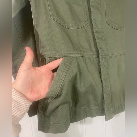 Democracy Utility Jacket Olive Green Army Green Size Medium Pockets 100% Cotton - Picture 6 of 9